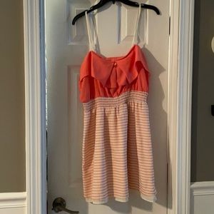 Coral striped mini dress